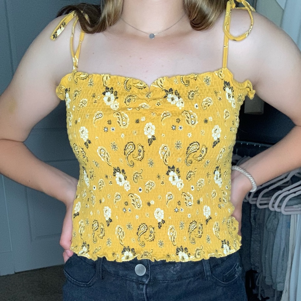 yellow patterned tank top